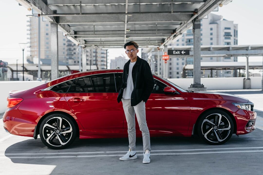 happy customer with new luxury car