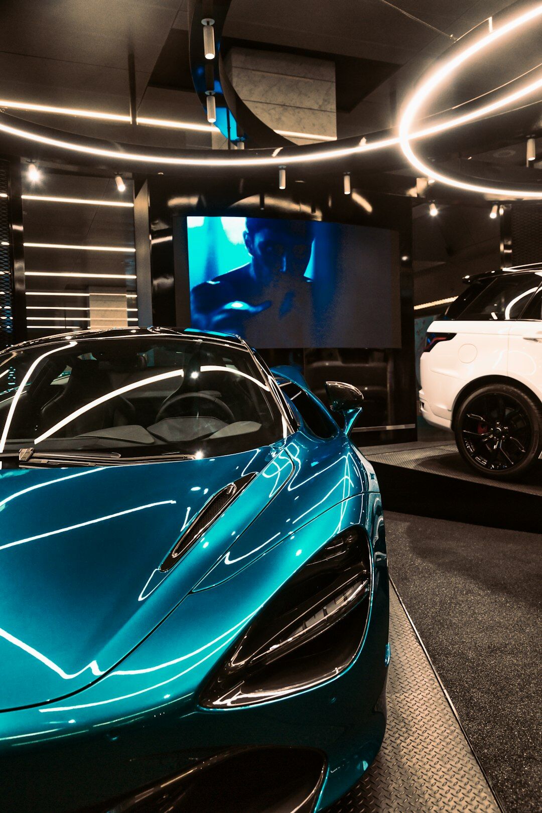 futuristic car showroom
